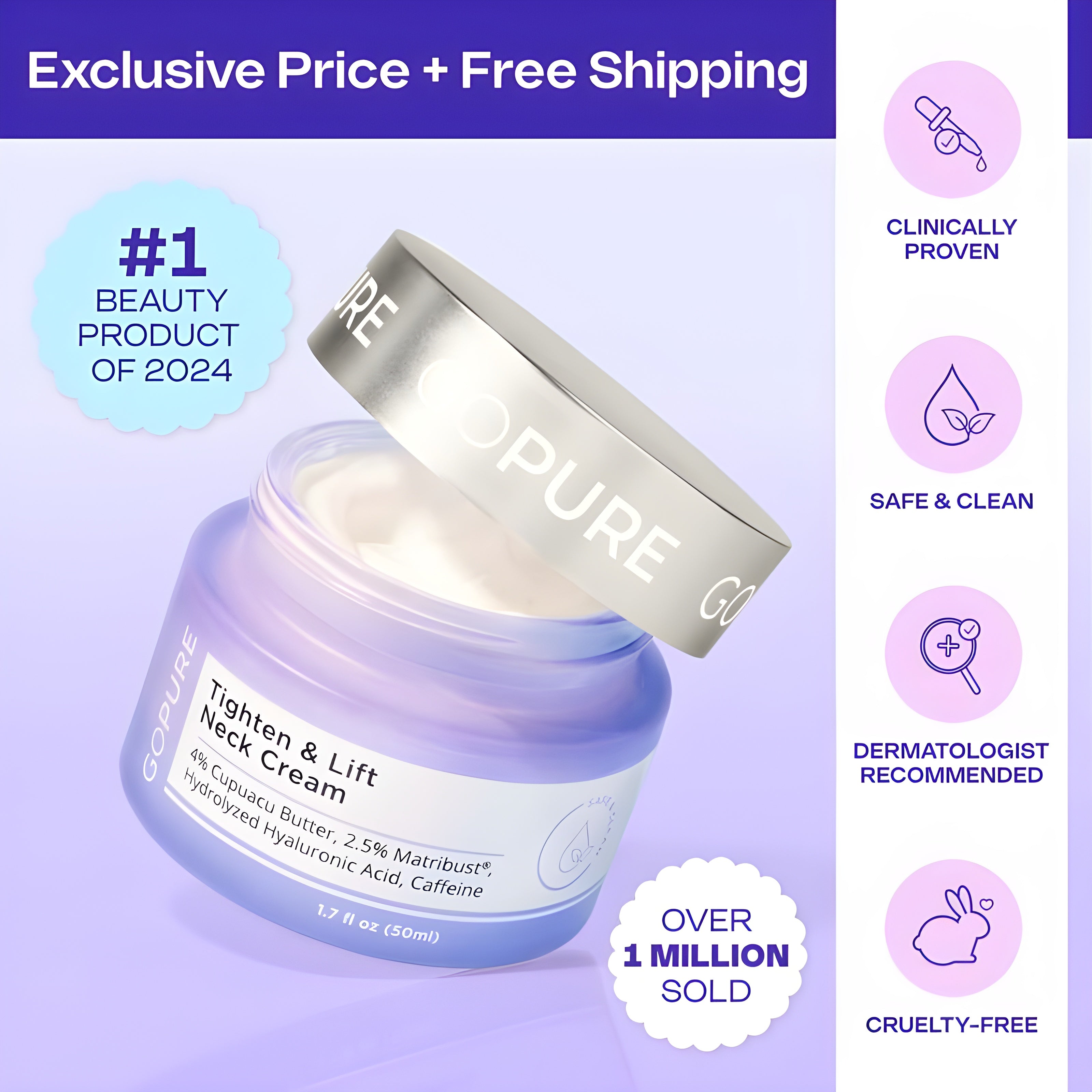 Viral GOPURE Neck Cream Tighten & Lift Firming Cream for Crepey Skin